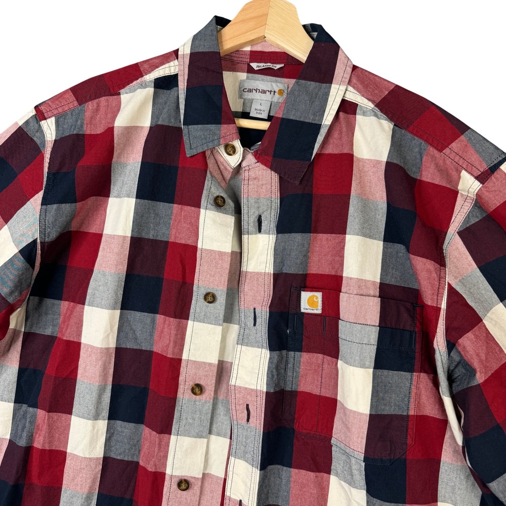 Carhartt 103551 639 Relaxed Fit Plaid Short Sleeve Button Front Shirt Mens L